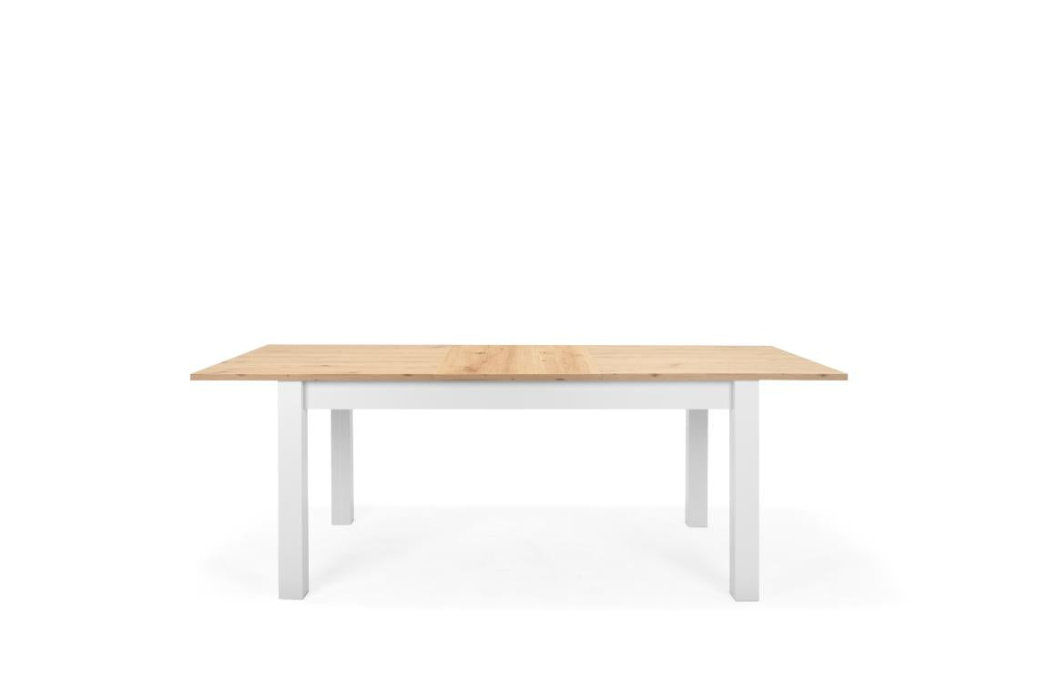 FR - Table extensible Bergen 50 - chêne - décor blanc - 160(215)x75x90cm