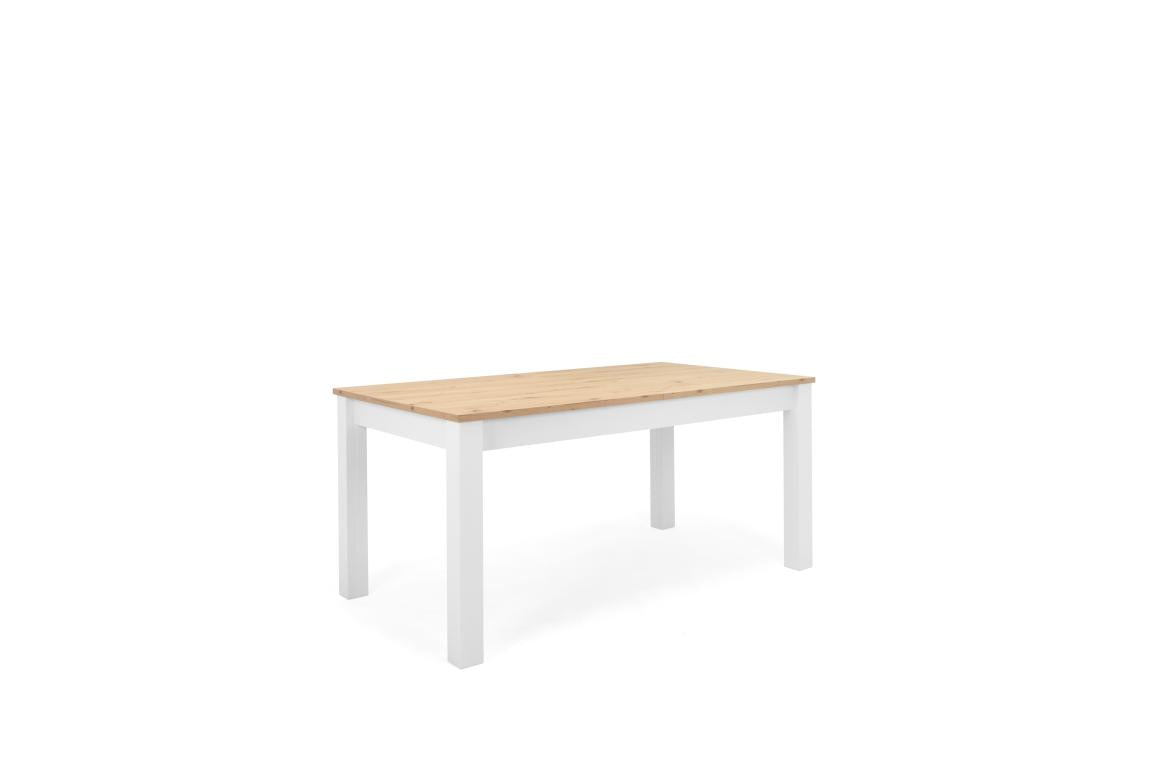 FR - Table extensible Bergen 50 - chêne - décor blanc - 160(215)x75x90cm