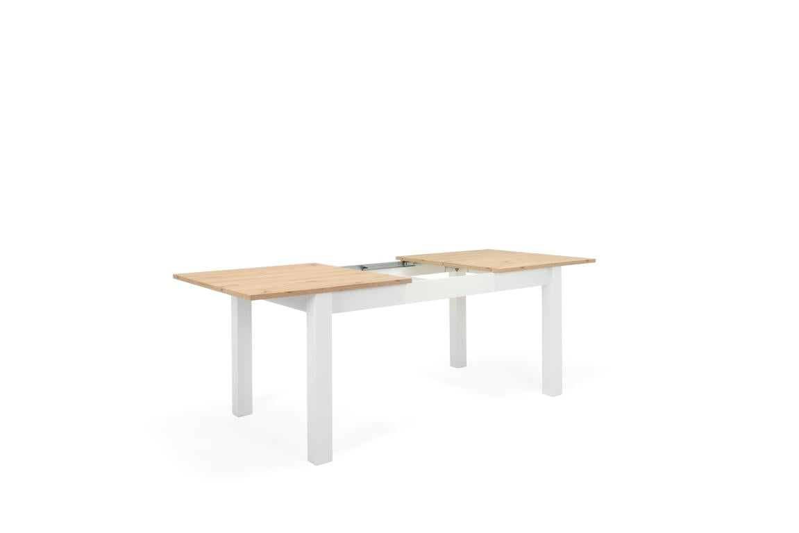 FR - Table extensible Bergen 50 - chêne - décor blanc - 160(215)x75x90cm