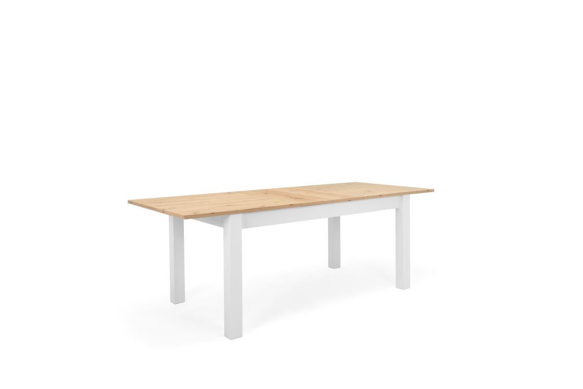 FR - Table extensible Bergen 50 - chêne - décor blanc - 160(215)x75x90cm
