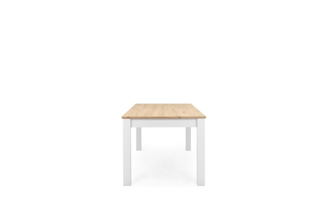 FR - Table extensible Bergen 50 - chêne - décor blanc - 160(215)x75x90cm