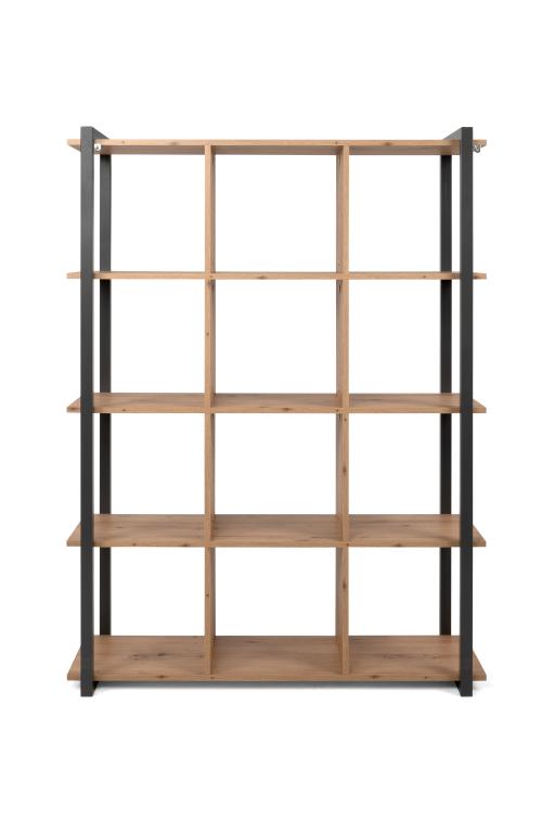 FIN - Bibliothèque Denver - Chêne Artisanal / Anthracite - 107xh145x39cm