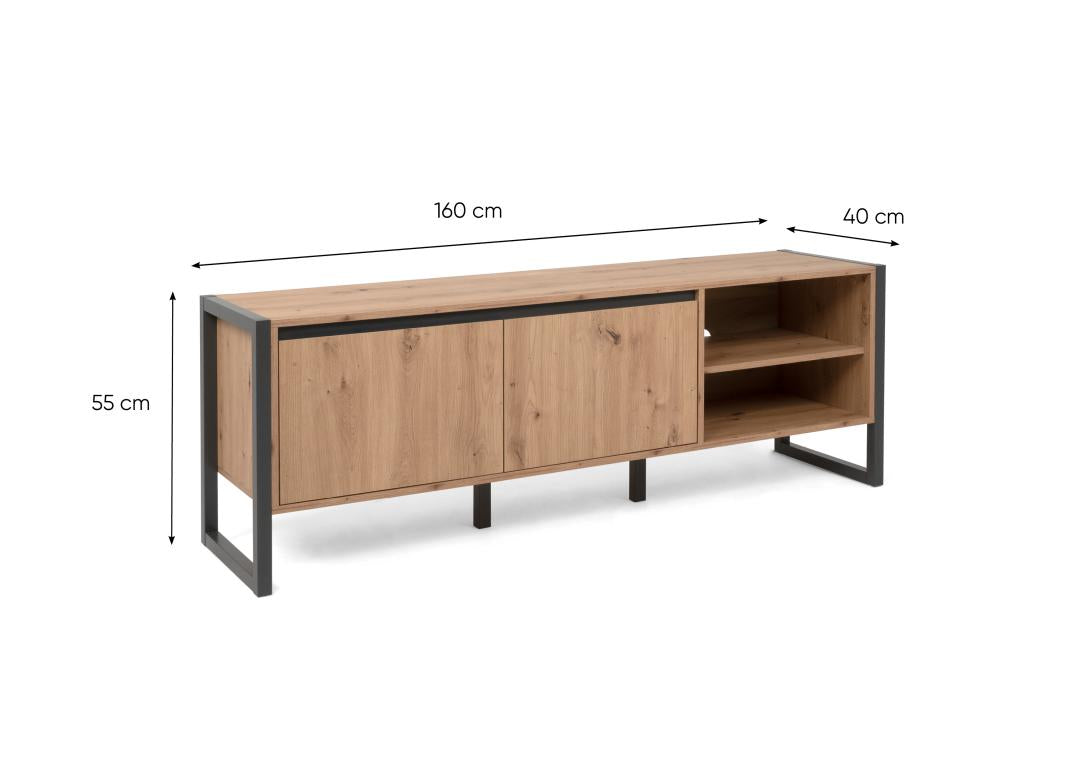 FIN - TV Meubel Denver 54 - artisanal eik / anthracite - 160x55x40cm