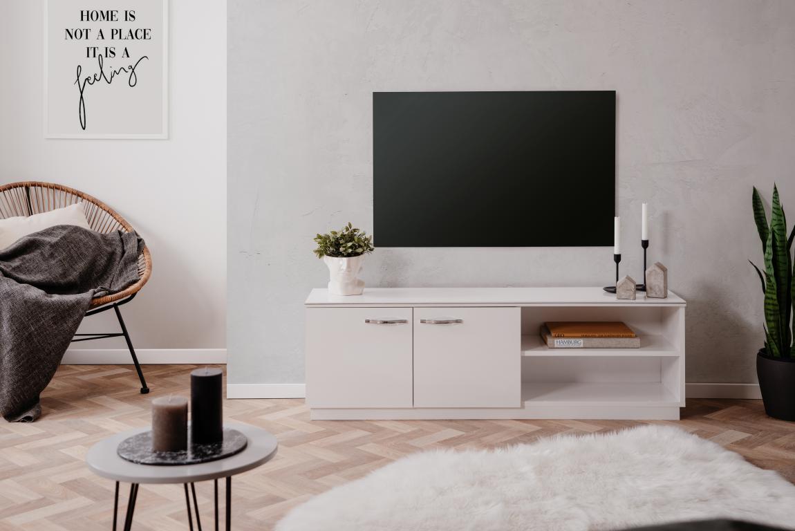 FIN - Meuble TV Monaco 56a – Décor Blanc - 140x45x34cm