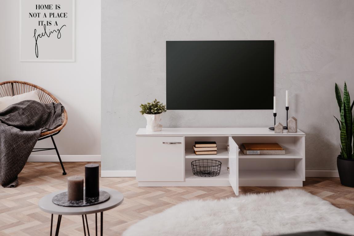 FIN - Meuble TV Monaco 56a – Décor Blanc - 140x45x34cm