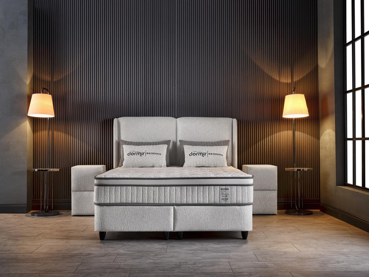 2BM - Boxspring Reina – Ecru stof - Opbergruimte – 160x200cm