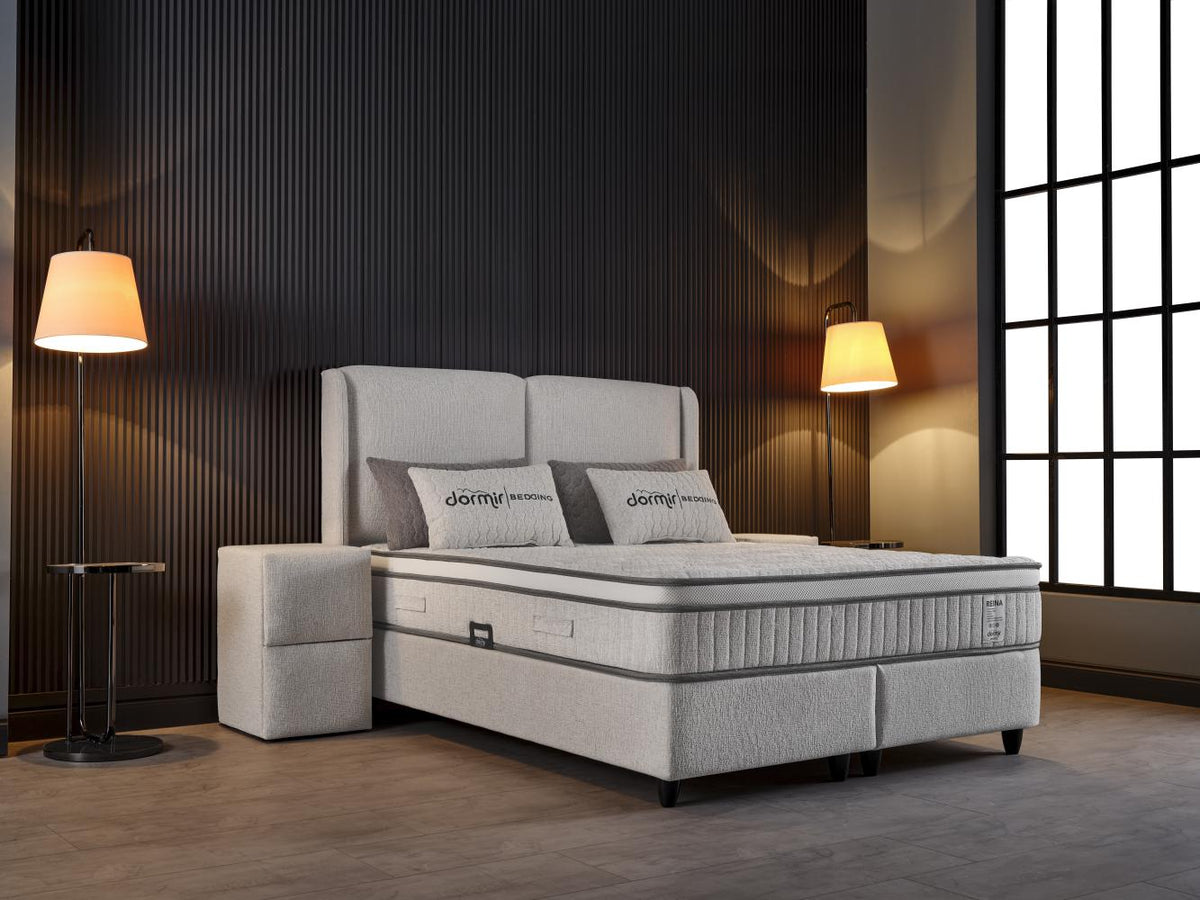 2BM - Boxspring Reina – Ecru stof - Opbergruimte – 160x200cm