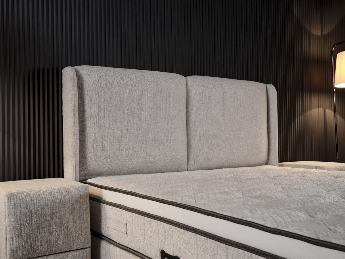 2BM - Boxspring Reina – Ecru stof - Opbergruimte – 160x200cm