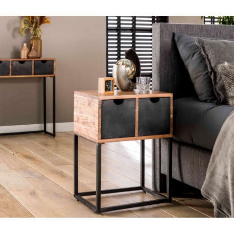 ZST - Table de chevet Catch - Bois d'acacia/Métal - 45x60x35cm