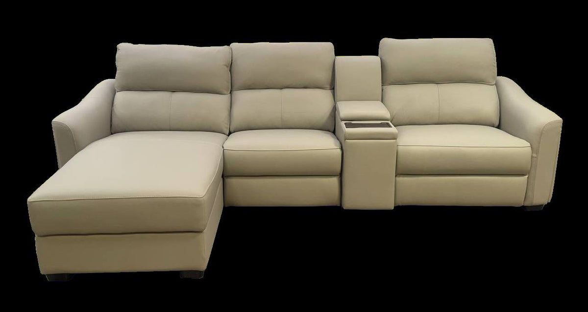 2BM - Hoeksalon Benaco - 2 Elektrische Relaxen - Lichtgrijs - Leer - Links- 285x170cm