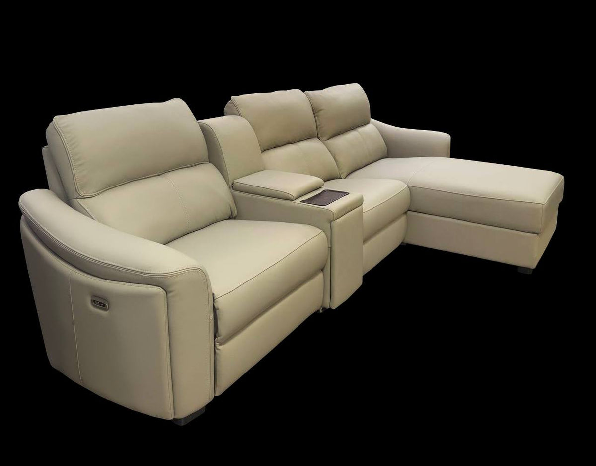 2BM - Hoeksalon Benaco - 2 Elektrische Relaxen - Lichtgrijs - Leer - Rechts- 170х285см