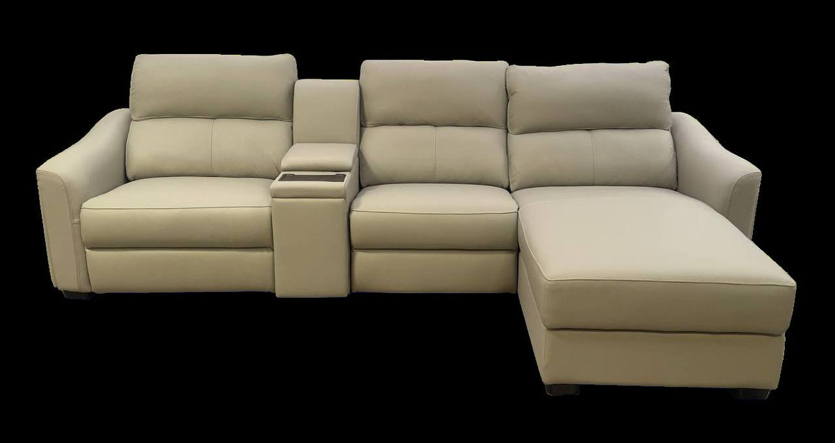 2BM - Hoeksalon Benaco - 2 Elektrische Relaxen - Lichtgrijs - Leer - Rechts- 170х285см