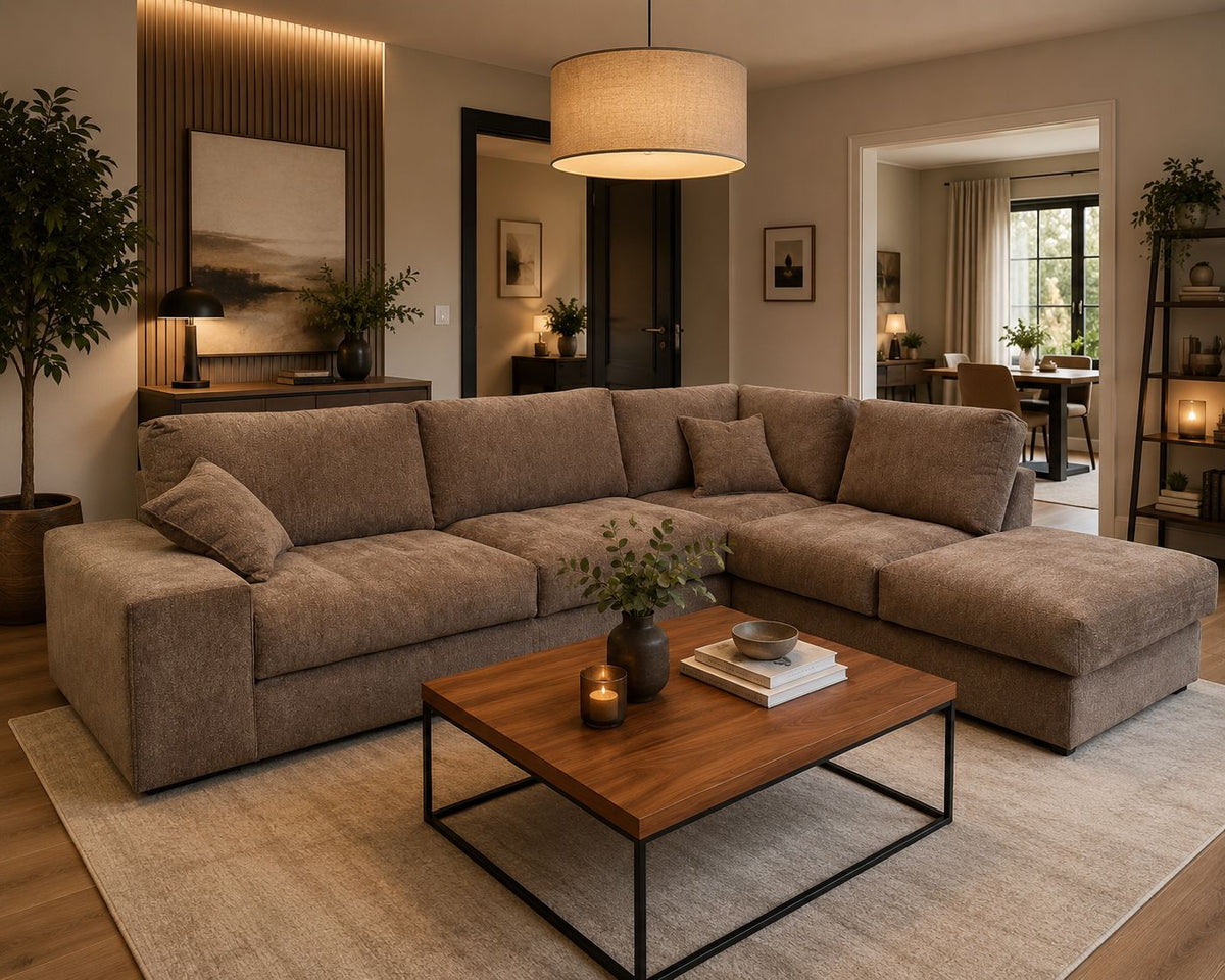 2BM - Hoeksalon Dawson - Rechts - Taupe kleur - 312x240cm