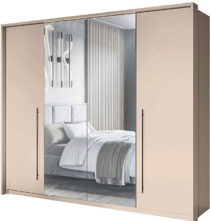 2BM - Armoire Savana - Coloris Beige - LED - Bloc tiroirs - 255x65x219cm