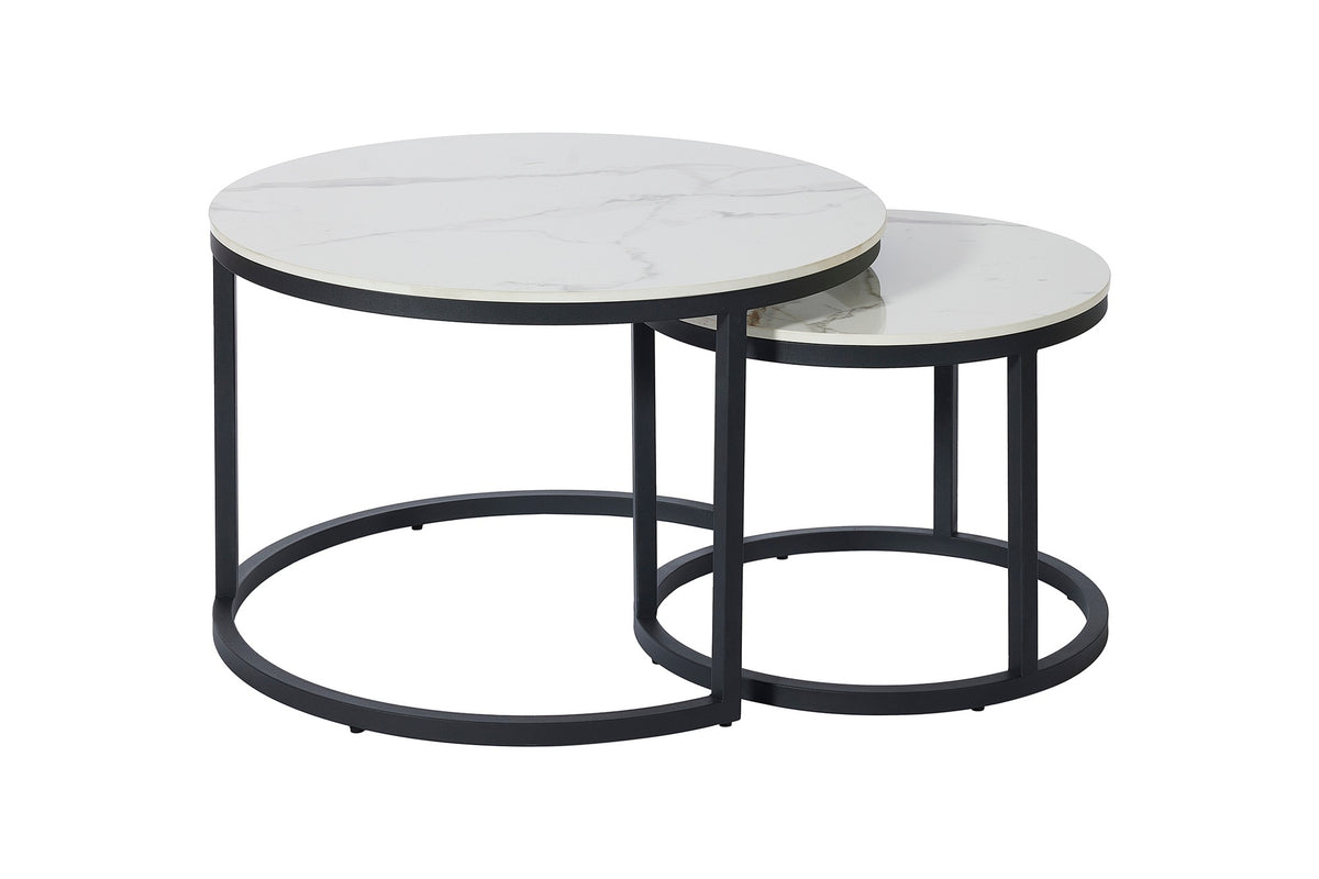 GBO - Set van 2 Salontafels Kera - Wit Keramiek 70x50x70cm