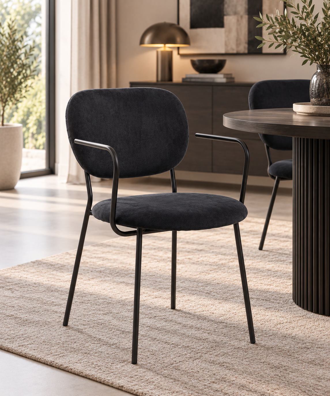 GBO - Eetkamerstoel ST2103 - Stof - Zwart - H82xD48xB52 cm