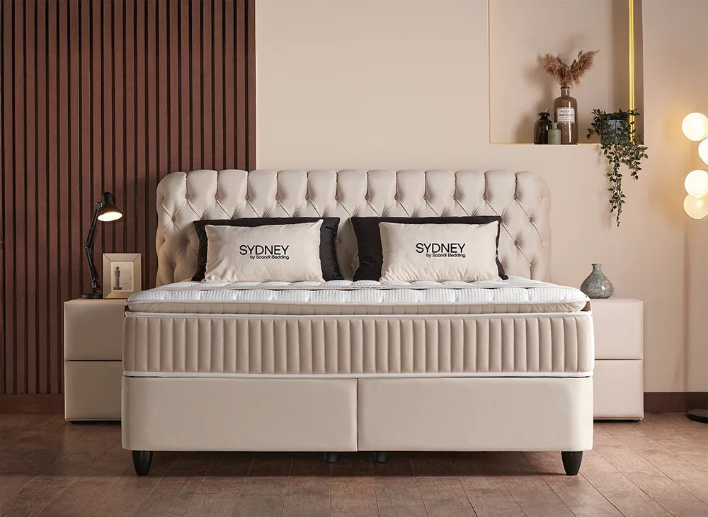 BSP - Boxspring Sydney - Beige - Stof - 140x200 cm