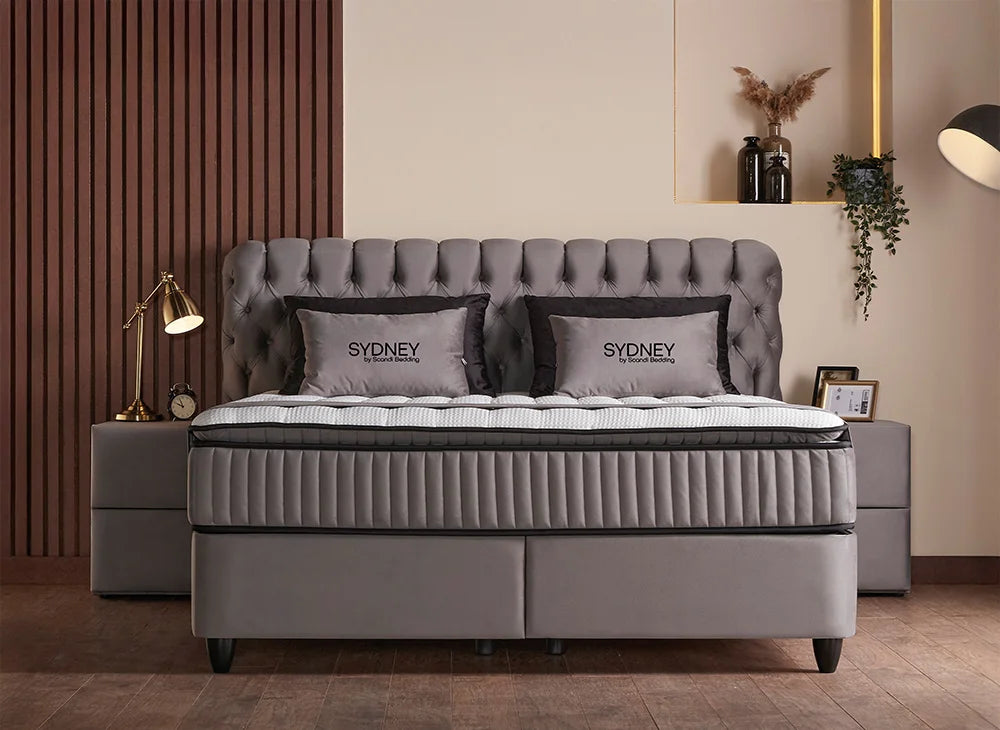 BSP - Boxspring Sydney Grey - Stof -  Grijs - 140x200 cm