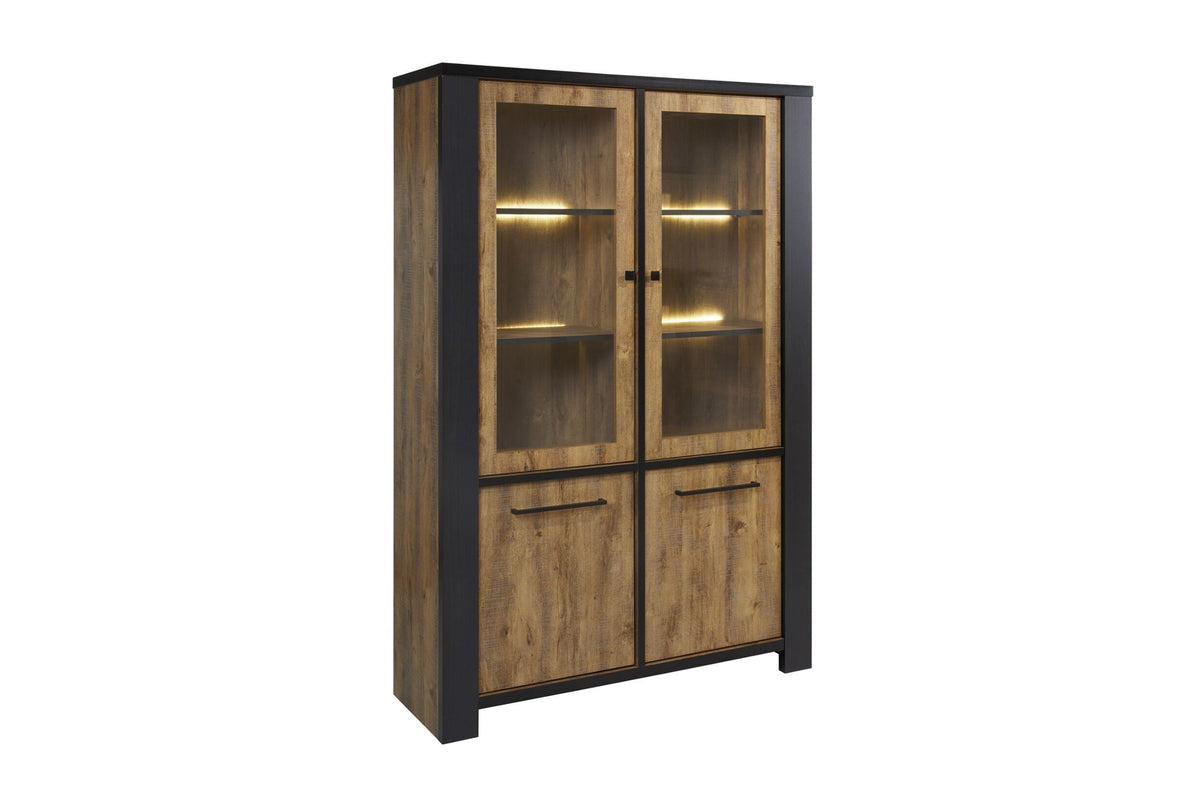 GBO - Vitrine Samuel - Warme Eik/Grijs - 130x185x46cm