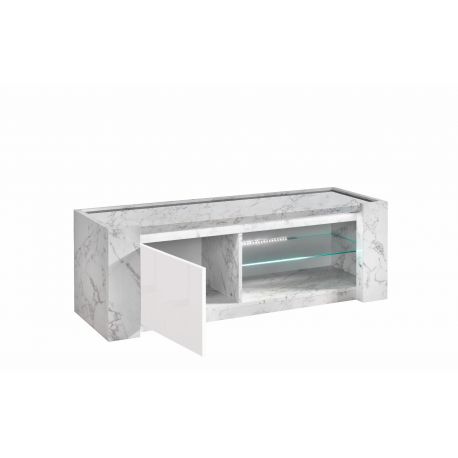 MLM - TV-Meubel Vittoria - Hoogglans - Wit/Marmer look - 150x50x50cm