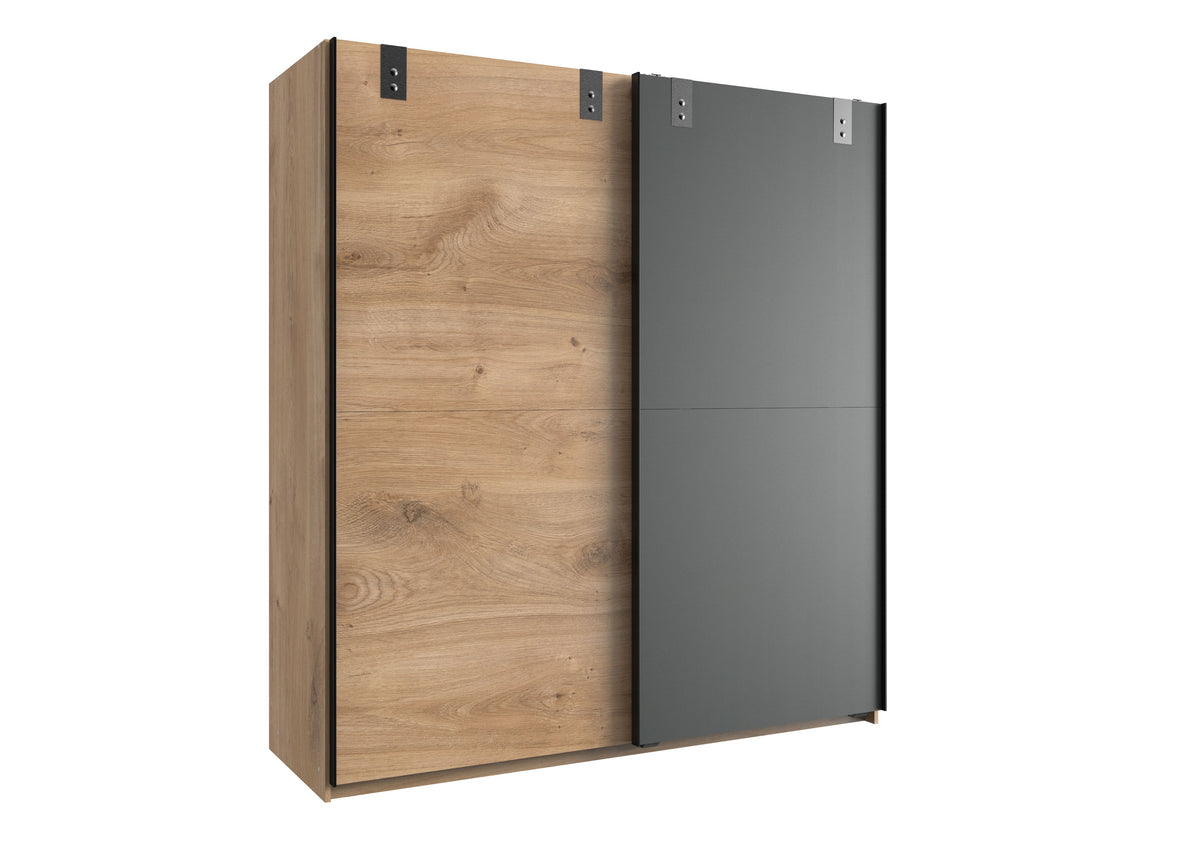 Image of Wimex - Kleerkast Liverpool - 2 draaideuren - Donkere Eik/Antraciet - 180x199x58cm. Stoere kleerkast 2 deur in dekor stijgereik/graphite.<br>...